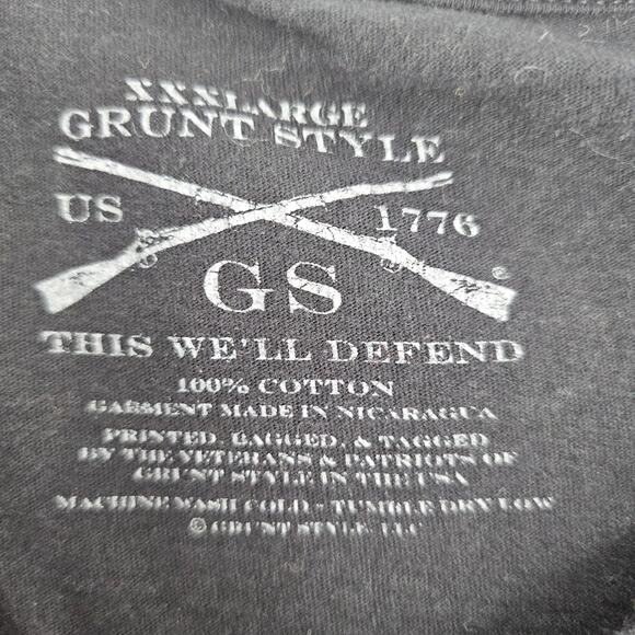 Grunt Style Red Line Crest Patriotic Firefighter Black T-Shirt  XXXL 3772 - Picture 3 of 5